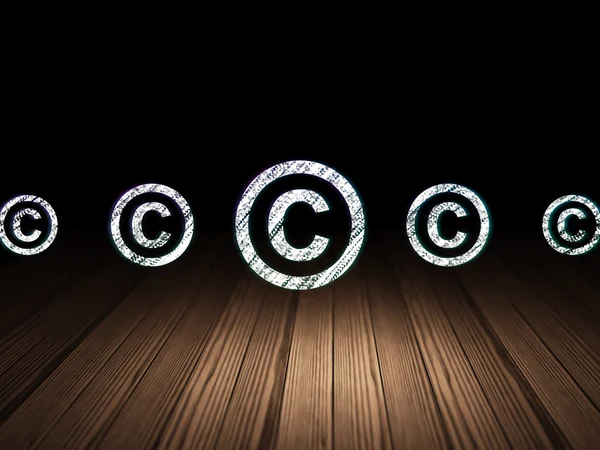 Concetto di legge: icona del copyright in camera oscura grunge — Foto Stock
