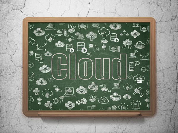 Концепция облачных вычислений: Облако на фоне школьного совета — стоковое фото