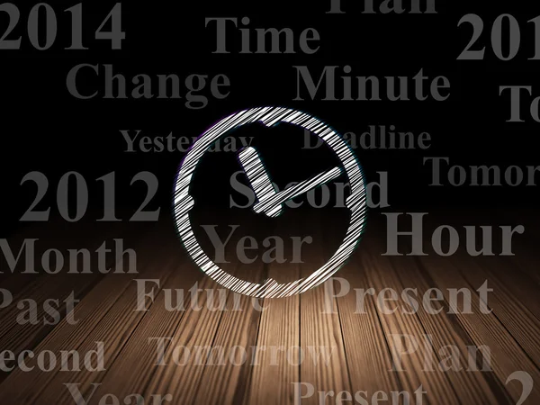Concept de chronologie : Horloge dans la chambre noire grunge — Photo
