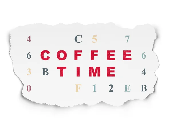 Time concept: Coffee Time on Torn Paper background