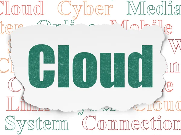 Cloud networking concept: Cloud on Torn Paper background — Stock Photo, Image