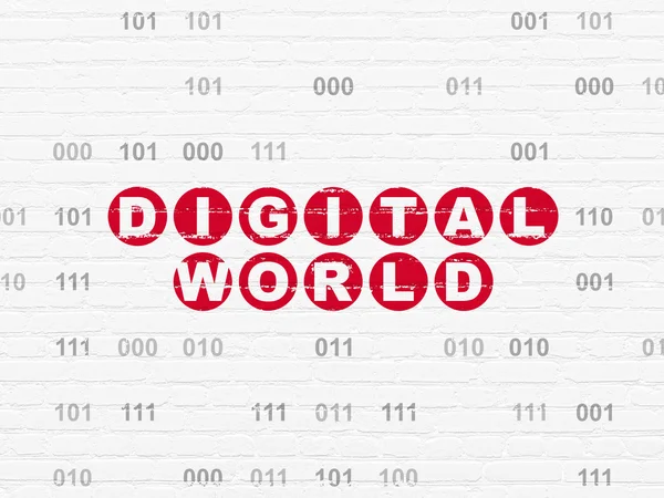 Information koncept: Digital verden på væg baggrund - Stock-foto