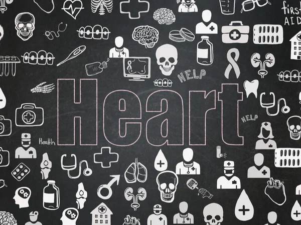 Концепція здоров'я: серце на шкільній дошці — стокове фото