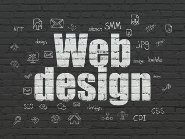 Web geliştirme kavramı: web tasarım duvar zemin üzerine