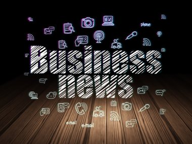 News concept: Business News in grunge dark room