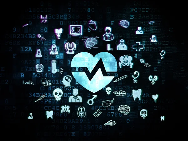 Gesundheitskonzept: Herz auf digitalem Hintergrund — Stockfoto