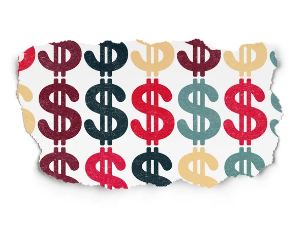 Banking concept: Dollar icons on Torn Paper background — Zdjęcie stockowe