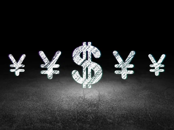 Currency concept: dollar icon in grunge dark room — Stock Photo, Image