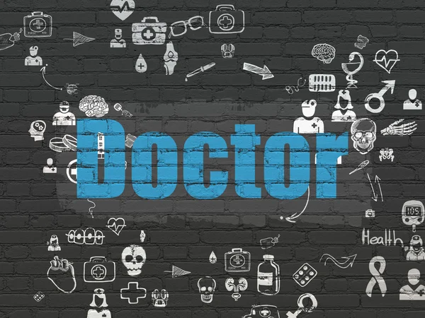 Concepto de medicina: Doctor en fondo de pared — Foto de Stock