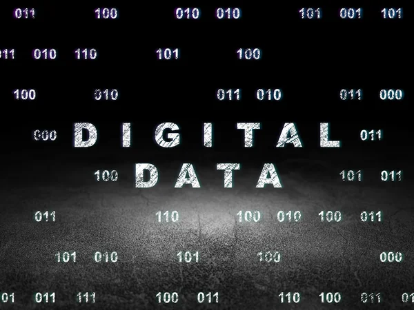 Концепция информации: Цифровые данные в большой темной комнате — стоковое фото