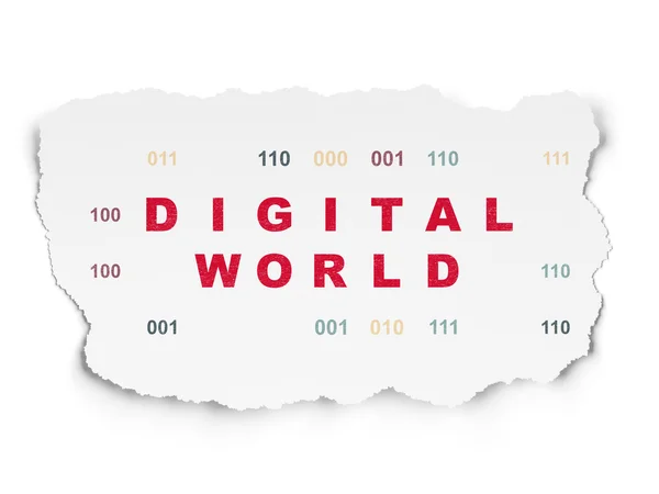 Concepto de información: El mundo digital en un contexto de papel roto — Foto de Stock