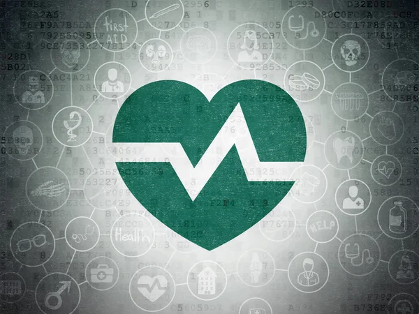 Concetto di salute: cuore sullo sfondo della carta digitale — Foto Stock