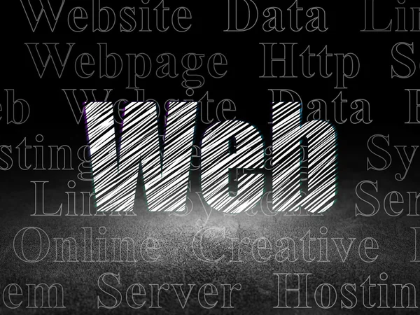 Concepto de desarrollo web: Web en sala oscura grunge — Foto de Stock