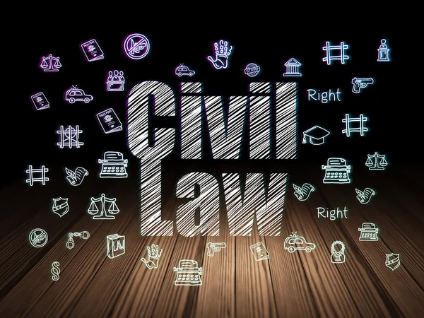 Concept de droit : Le droit civil dans la chambre noire grunge — Photo
