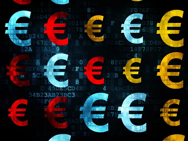 Banking concept: Euro icons on Digital background — Zdjęcie stockowe