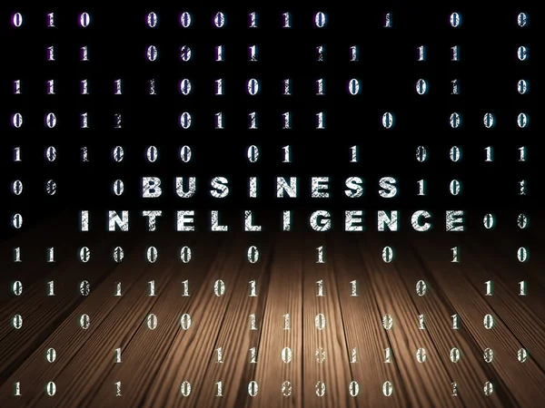 Finance concept: Business Intelligence in grunge dark room — Stock Photo, Image