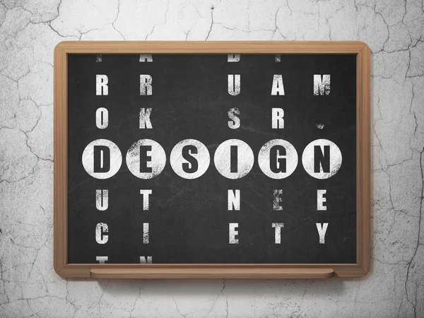 Reclame concept: woord ontwerp bij het oplossen van kruiswoordraadsel — Stockfoto