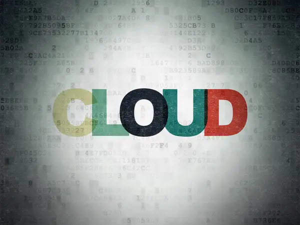 Концепция облачных технологий: Облако на фоне цифровой бумаги — стоковое фото