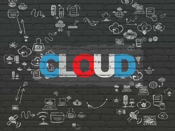 Concetto di rete cloud: Cloud on wall background — Foto Stock
