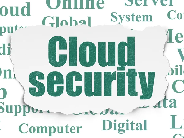 Concetto di cloud computing: sicurezza cloud su sfondo carta lacerata — Foto Stock
