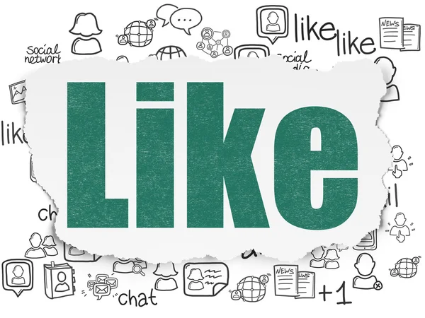 Conceito de rede social: Like on Torn Paper background — Fotografia de Stock