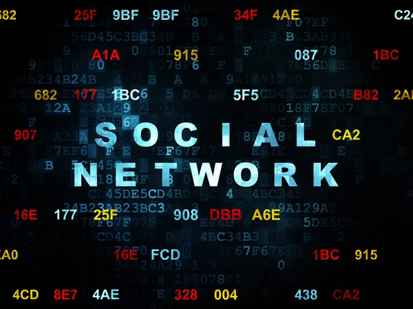 Concetto di social network: Social Network su sfondo digitale — Foto Stock