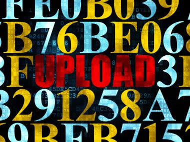 Web geliştirme kavramı: dijital arka plan üzerinde Upload