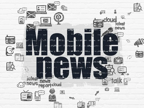 Concepto de noticias: Mobile News on wall background —  Fotos de Stock