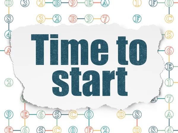 Koncepcja Timeline: czas na Start na tle rozdarty papier — Zdjęcie stockowe