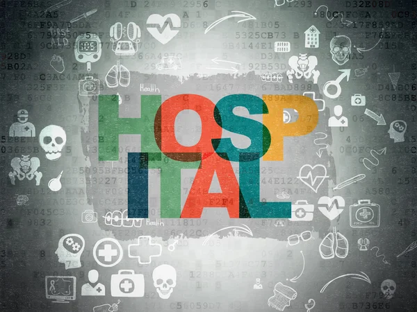 Conceito de cuidados de saúde: Hospital sobre papel digital de fundo — Fotografia de Stock
