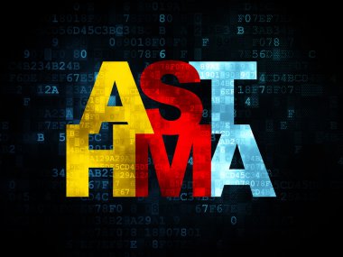 Tıp kavramı: astım dijital arka plan üzerinde