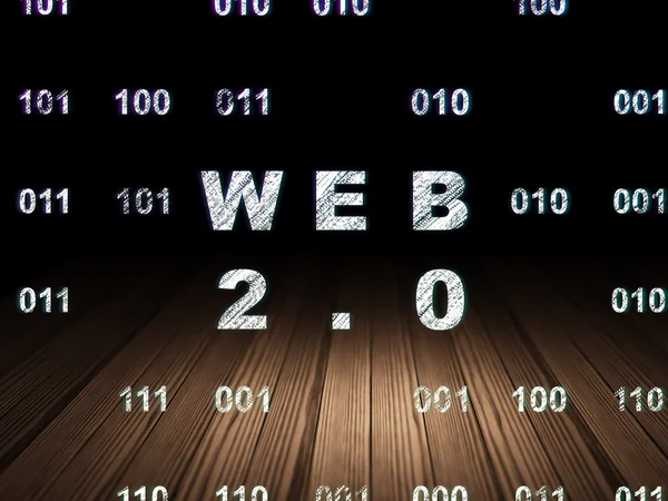 Web design concept: Web 2.0 in grunge dark room — Stock Photo, Image