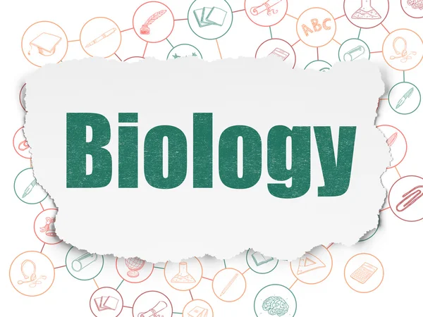 Концепция образования: Биология на разорванном бумажном фоне — стоковое фото