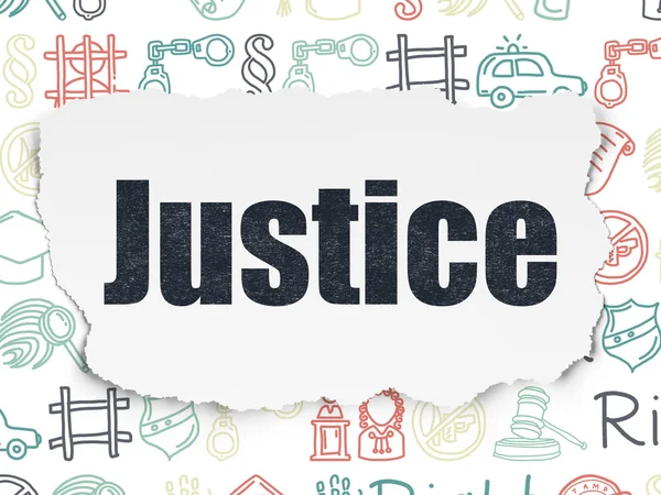 Концепция права: Правосудие на фоне порванной бумаги — стоковое фото