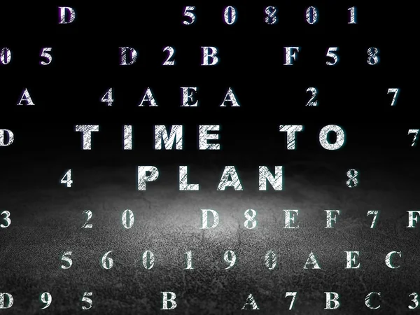 Time concept: Time to Plan in grunge dark room — Φωτογραφία Αρχείου