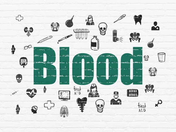Conceito de medicina: Sangue no fundo da parede — Fotografia de Stock
