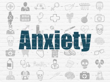 Sağlık kavramı: anksiyete duvar arka plan üzerinde