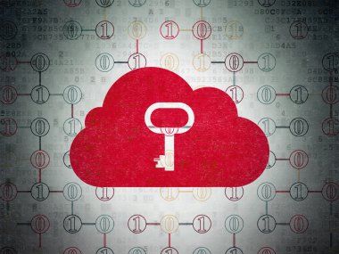 Cloud computing concept: Cloud With Key on Digital Paper