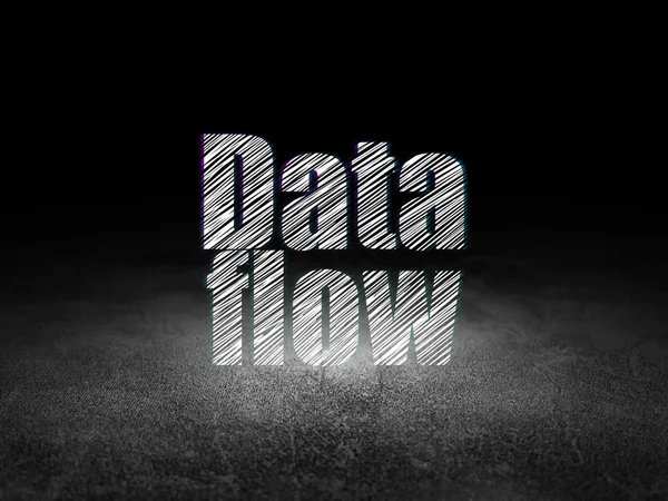 Data concept: Data Flow in grunge dark room — Stock fotografie
