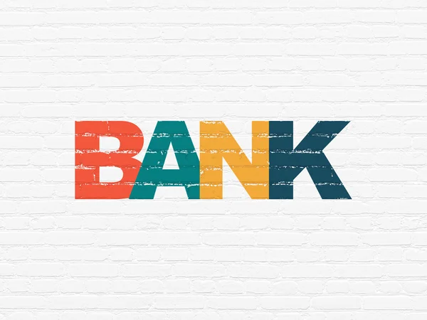Τραπεζικές έννοια: Τράπεζα σε φόντο τοίχο — Φωτογραφία Αρχείου