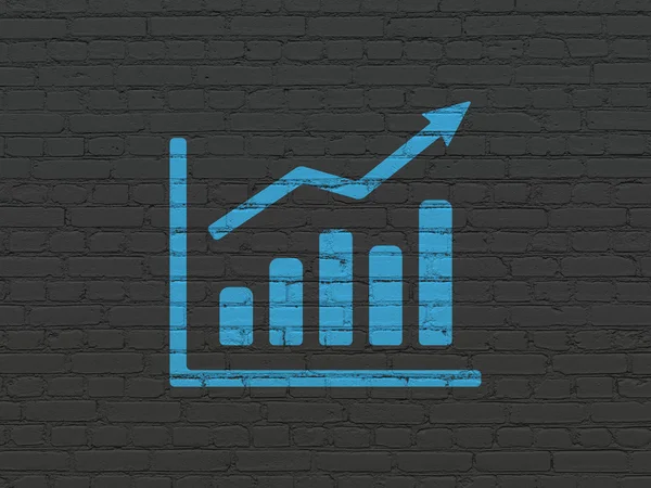 News concept: Growth Graph on wall background — Stock Photo, Image