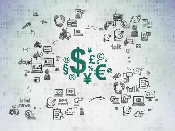 Nyheter koncept: Finance Symbol på digitala papper bakgrund — Stockfoto