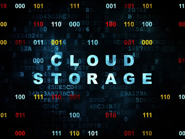 Concepto de tecnología en la nube: almacenamiento en la nube sobre fondo digital — Foto de Stock