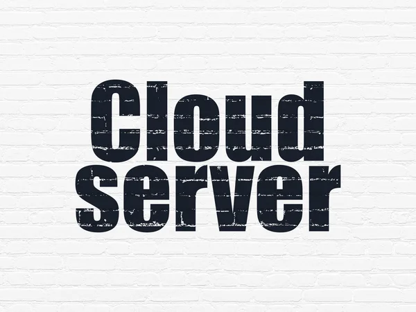 Концепция облачных вычислений: Облачный сервер на фоне стен — стоковое фото