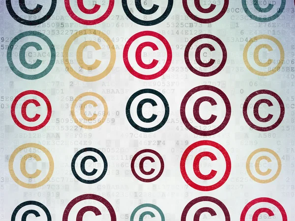 Law concept: Copyright icons on Digital Paper background — Stock Photo, Image