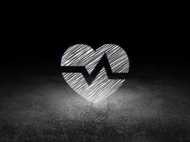 Sağlık kavramı: grunge karanlık odada kalp