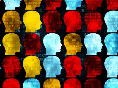 Data concept: Head icons on Digital background