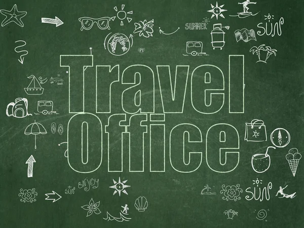 Concepto de viaje: Oficina de viajes en el fondo del Consejo escolar — Foto de Stock