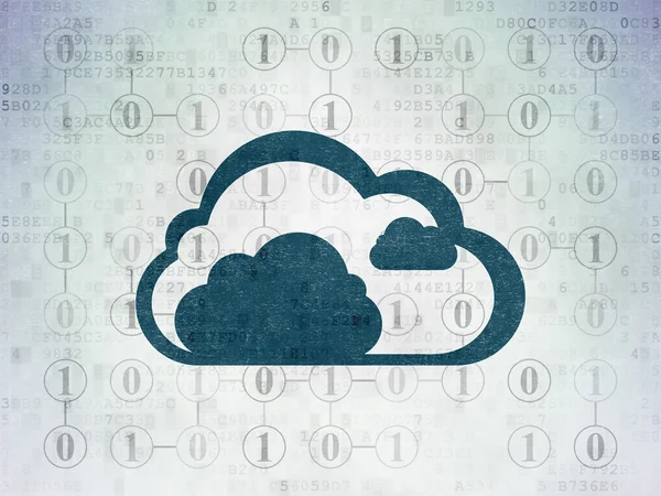 Концепція хмарних обчислень: Хмара на фоні цифрового паперу — стокове фото