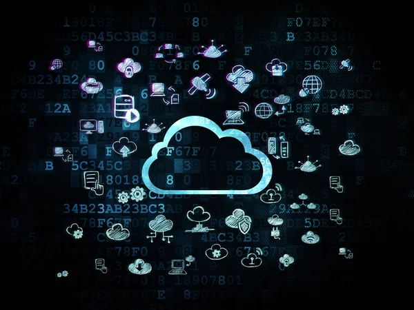 Cloud computing koncepce: Cloud na digitální pozadí — Stock fotografie